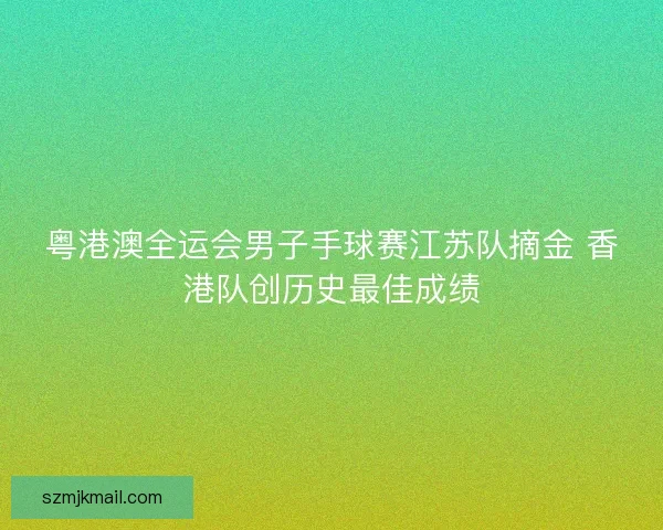 粤港澳全运会男子手球赛江苏队摘金 香港队创历史最佳成绩