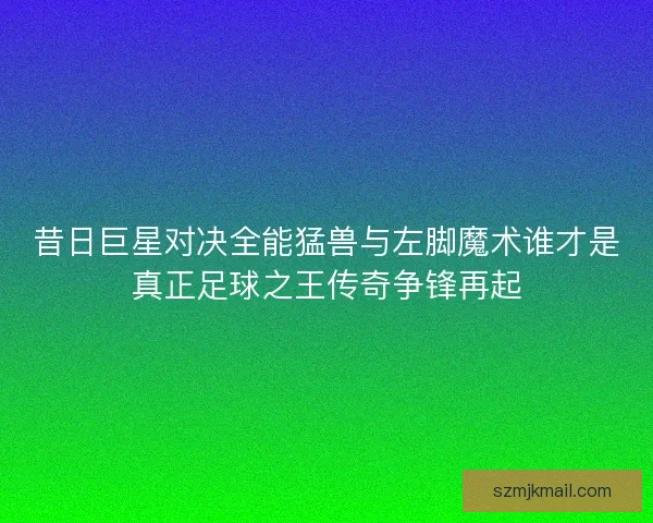 昔日巨星对决全能猛兽与左脚魔术谁才是真正足球之王传奇争锋再起